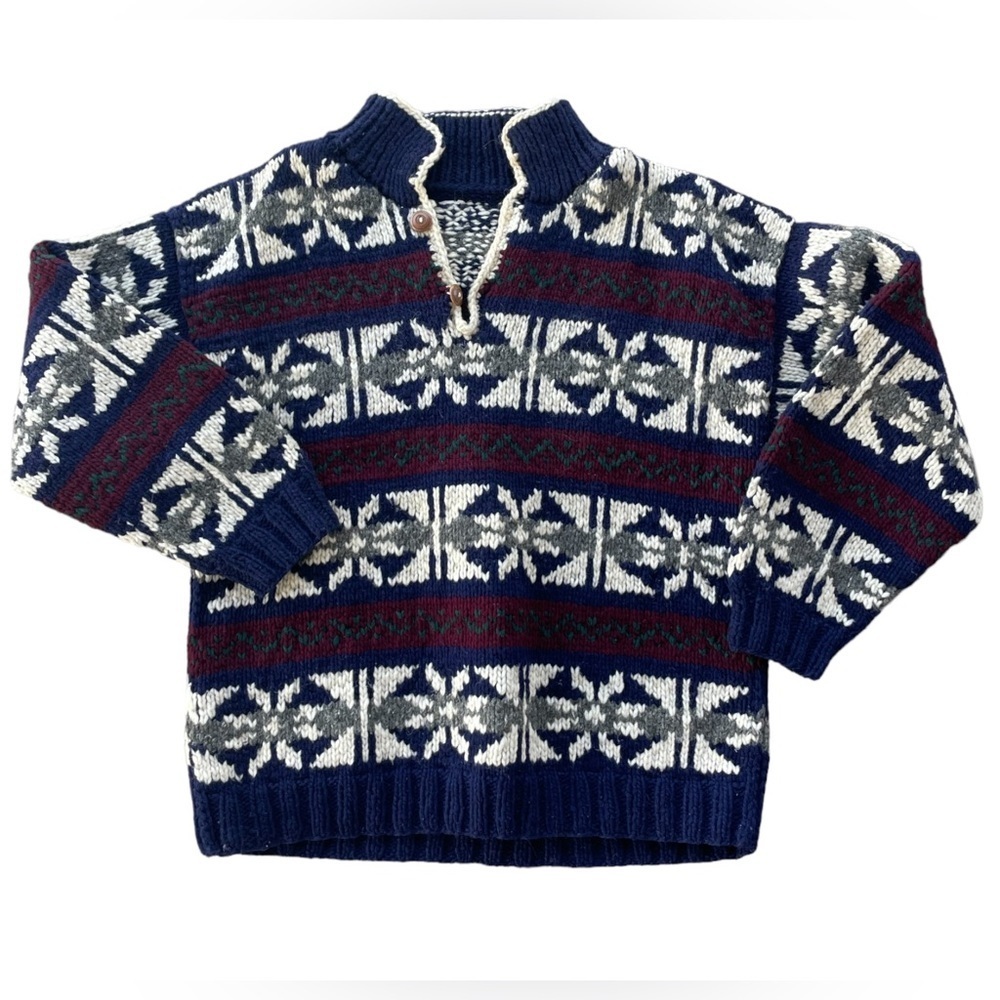 Hand knit pullover bulkysweater wool Medium